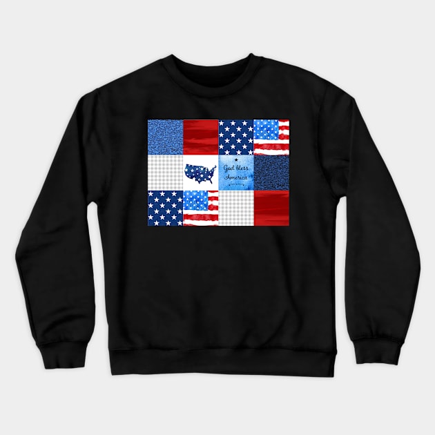God Bless America Patchwork Crewneck Sweatshirt by SugarPineDesign